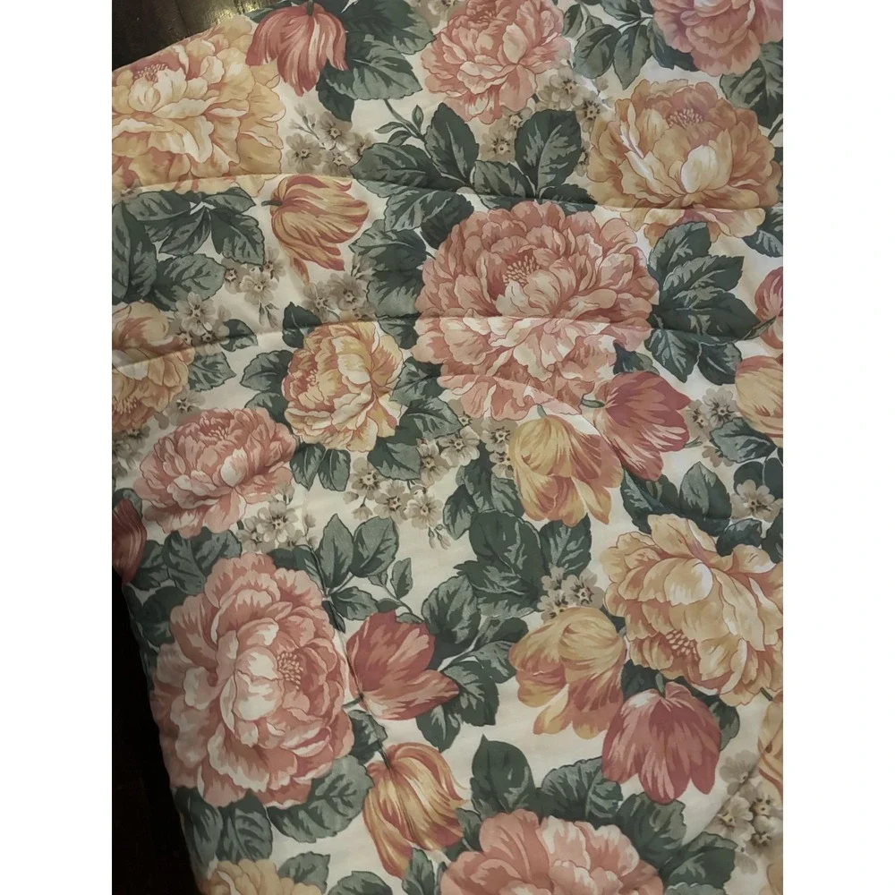 Dan River Reversible Floral Comforter Peony Rose Print Made In USA Bedding 86x86